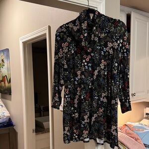 J. Jill Blue Colorful Floral Women's Top with Cowl Neck size 1X